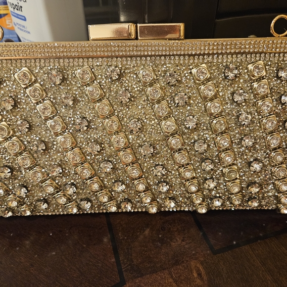 Gold Rhinestone Clutch - Picture 1 of 3